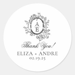 Elegant Monogram Wedding Classic Round Sticker