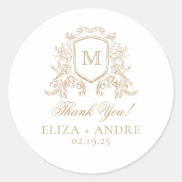 Elegant Monogram Wedding Classic Round Sticker
