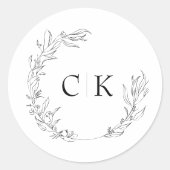 Elegant Monogram Wedding Classic Round Sticker (Voorkant)