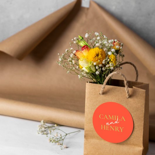 Elegant Monogram Wedding Classic Round Sticker