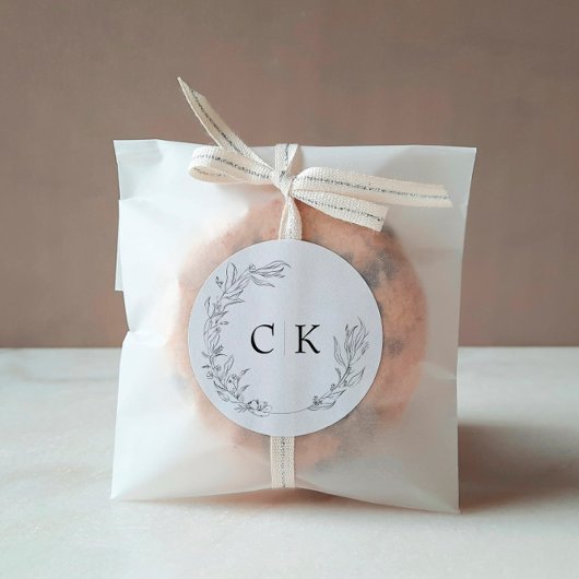 Elegant Monogram Wedding Classic Round Sticker