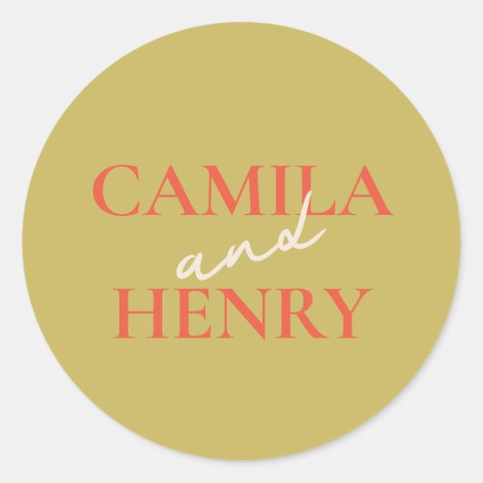 Elegant Monogram Wedding Classic Round Sticker (Voorkant)