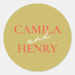Elegant Monogram Wedding Classic Round Sticker