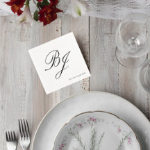 Elegant Monogram Wedding Cocktail Napkins
