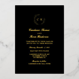 Elegant Monogram Wedding Folie Uitnodiging