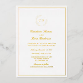 Elegant Monogram Wedding Folie Uitnodiging