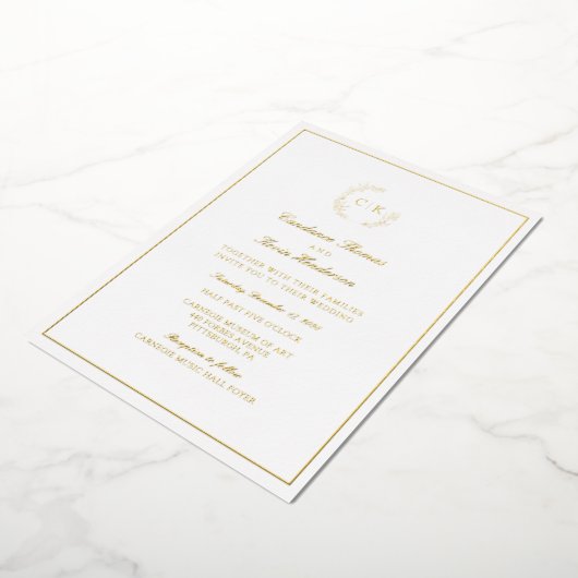Elegant Monogram Wedding Folie Uitnodiging (Gedraaid)