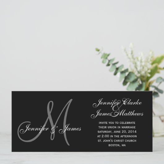Elegant Monogram Wedding Invitaties Kaart (Staand voorkant)
