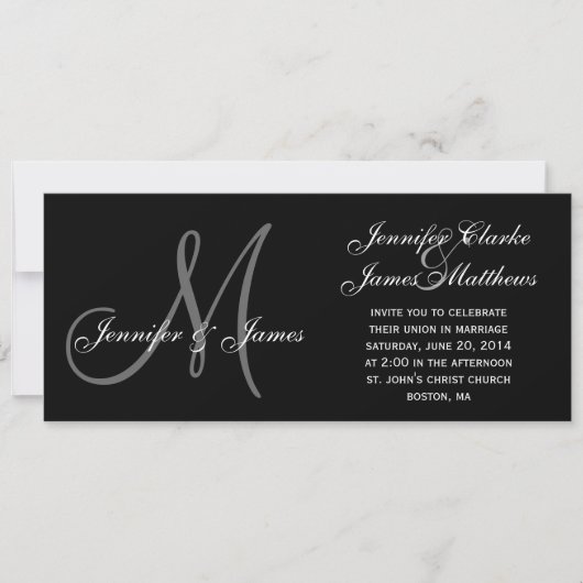 Elegant Monogram Wedding Invitaties Kaart (Voorkant)