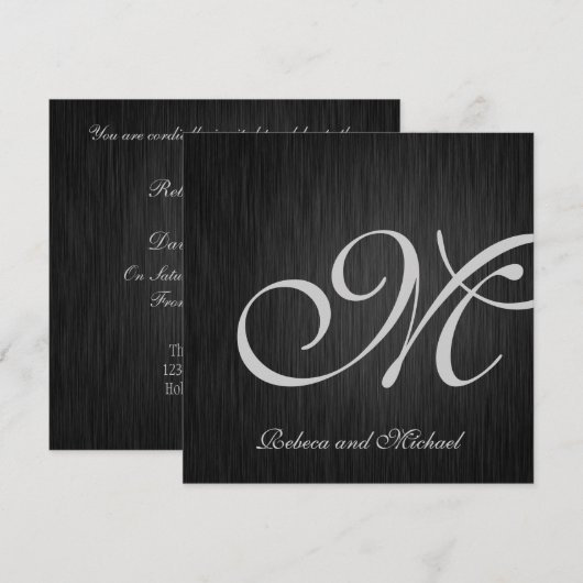 Elegant Monogram Wedding Invites Kaart (Voorkant / Achterkant)