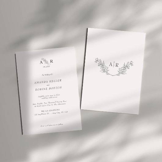 Elegant Monogram Wedding Kaart