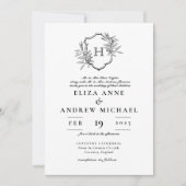 Elegant Monogram Wedding Kaart (Voorkant)