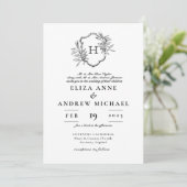 Elegant Monogram Wedding Kaart (Staand voorkant)