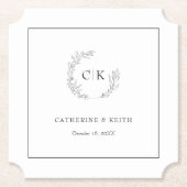 Elegant Monogram Wedding Kartonnen Onderzetters (Voorkant)