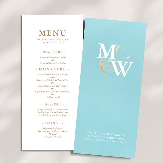 Elegant Monogram Wedding Menu