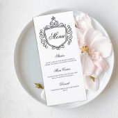 Elegant Monogram Wedding Menu Card