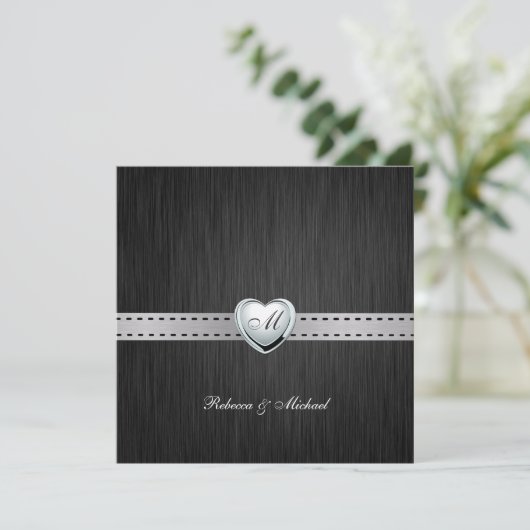 Elegant Monogram Wedding (met formulering) Kaart (Staand voorkant)