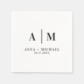 Elegant Monogram Wedding Napkins Servet (Voorkant)