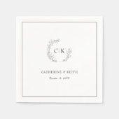 Elegant Monogram Wedding Napkins Servet (Voorkant)