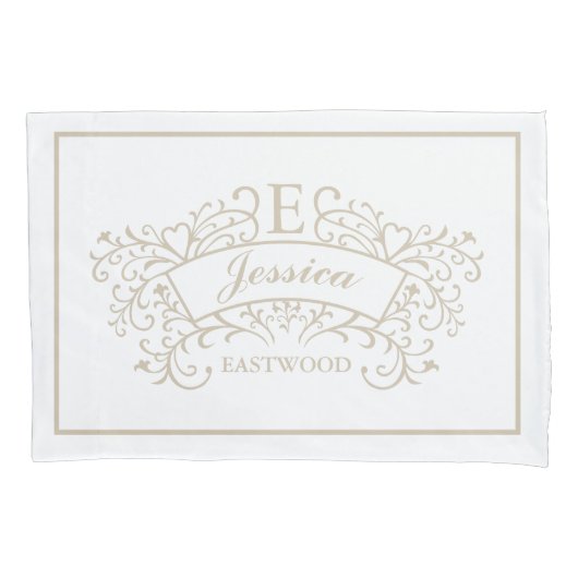 Elegant Monogram Wedding Paar van Kussenslopen (Voorkant-Links)