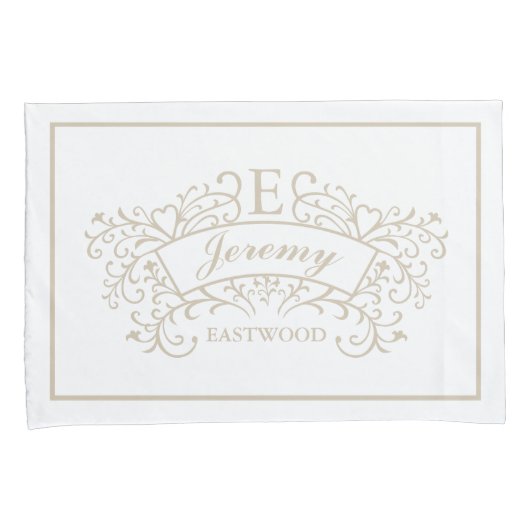 Elegant Monogram Wedding Paar van Kussenslopen (Voorkant-Rechts)