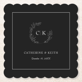 Elegant Monogram Wedding Paper Onderzetter