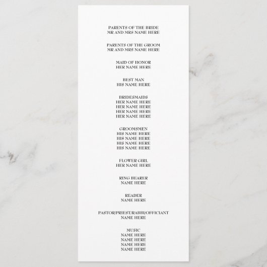 Elegant Monogram Wedding Programme Programmakaart (Achterkant)