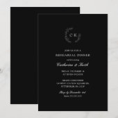 Elegant Monogram Wedding Rehearsal Dinner Invitati Kaart (Voorkant / Achterkant)