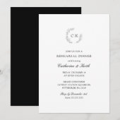 Elegant Monogram Wedding Rehearsal Dinner Kaart (Voorkant / Achterkant)