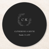 Elegant Monogram Wedding Ronde Kartonnen Onderzetter (Voorkant)