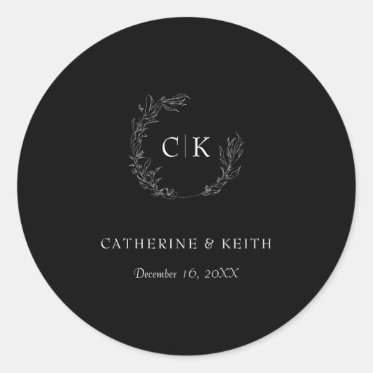 Elegant Monogram Wedding Ronde Sticker (Voorkant)