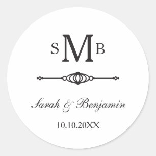 Elegant Monogram Wedding Ronde Sticker