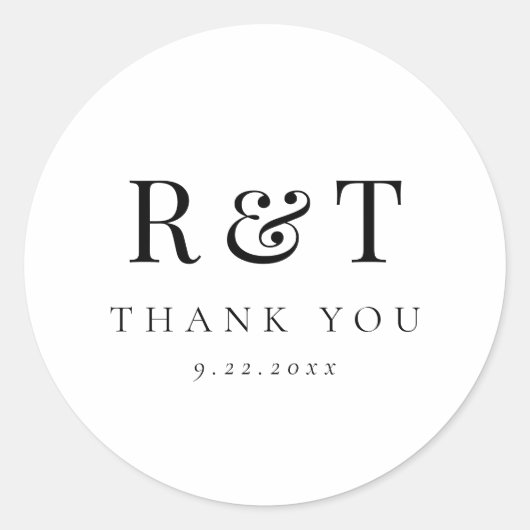 Elegant Monogram Wedding Ronde Sticker (Voorkant)