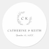Elegant Monogram Wedding Ronde Sticker (Voorkant)