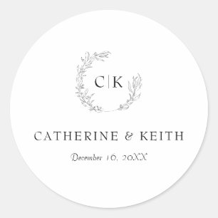 Elegant Monogram Wedding Ronde Sticker