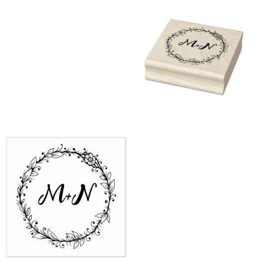 Elegant Monogram Wedding Rubberstempel (Gestempeld)