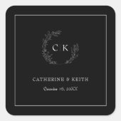 Elegant Monogram Wedding Square Sticker (Voorkant)