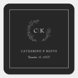 Elegant Monogram Wedding Square Sticker
