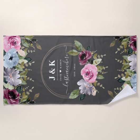 Elegant Monogram Wedding Strandlaken (Voorkant)