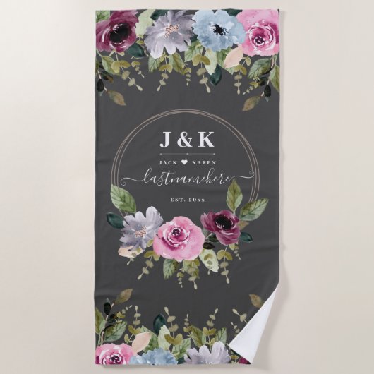 Elegant Monogram Wedding Strandlaken (Voorkant)