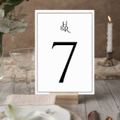 Elegant Monogram Wedding Table Number Card Kaart