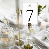 Elegant Monogram Wedding Table Number Card Kaart