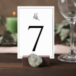 Elegant Monogram Wedding Table Number Card Kaart<br><div class="desc">Bring refined organization to your reception with this elegant monogram wedding table number card. Designed with a minimalist black and white aesthetic, this table sign features a bold, modern number paired with a delicate intertwined monogram for a timeless and sophisticated look. The clean layout keeps the focus on the table...</div>