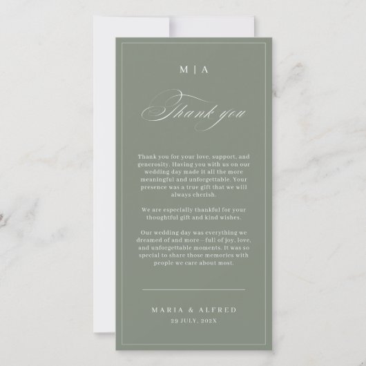 Elegant Monogram Wedding Thank You Card QR Code Bedankkaart (Voorkant)