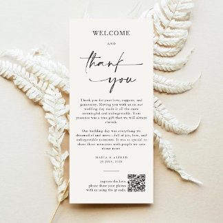 Elegant Monogram Wedding Thank You Card QR Code Bedankkaart