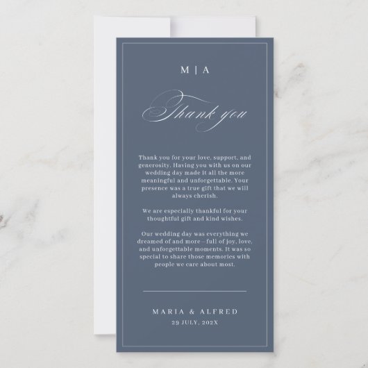Elegant Monogram Wedding Thank You Card QR Code Bedankkaart (Voorkant)