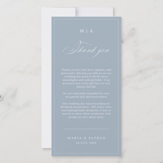Elegant Monogram Wedding Thank You Card QR Code Bedankkaart (Voorkant)