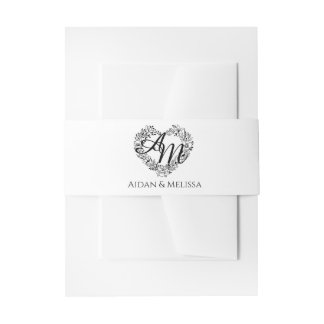 Elegant Monogram Wedding Uitnodigingen Wikkel