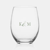 Elegant Monogram Wedding Wijnglas Zonder Voet (Voorkant)