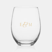 Elegant Monogram Wedding Wijnglas Zonder Voet (Voorkant)